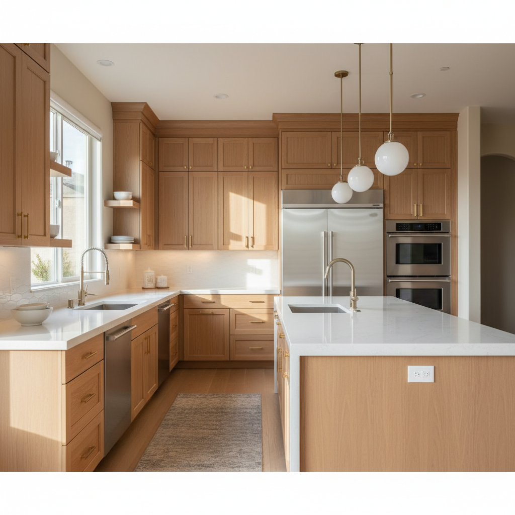 Upscale kitchen with integrated Miele-style appliances